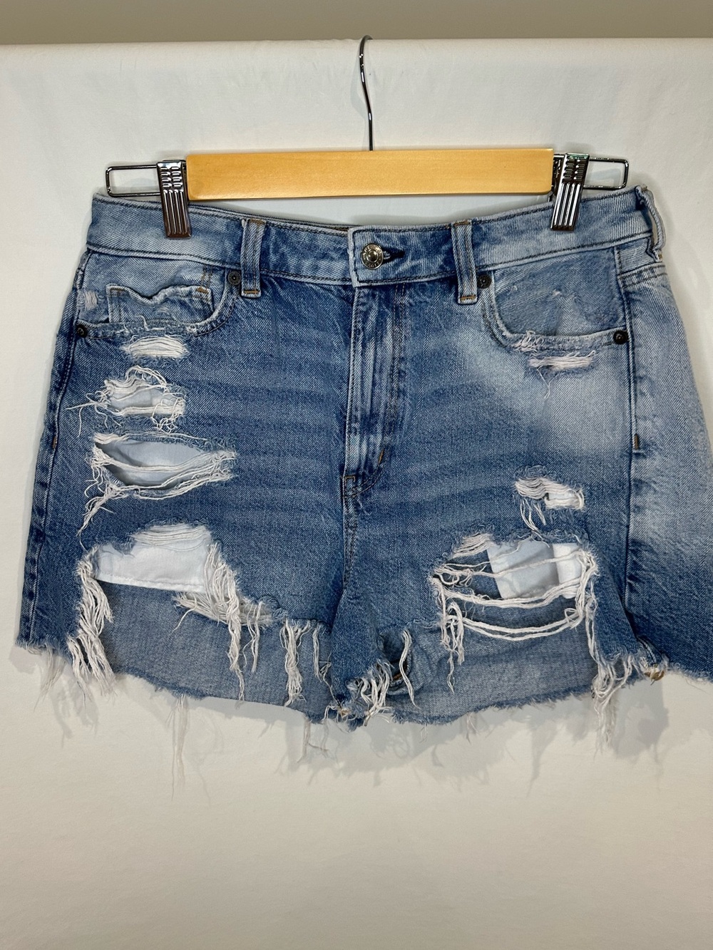 American Eagle Outfitters Light Blue Distressed Denim Cutoff Shorts